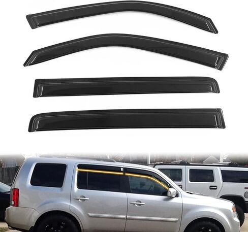 الشريط على Window Visor Deflectors متوافقة مع 2009-2015 Honda Pilot SUV ، والزخارف الدخان النحيف الاكريليك النحيف ملون حراس النافذة ، ومجموعة تنفيس من جانب الرياح ، 4 قطع in Saudi Arabia