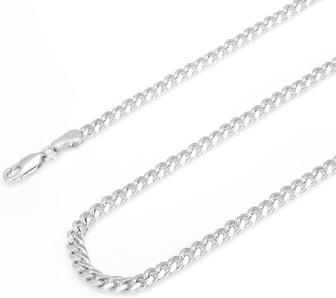 nometo Solid 925 Sterling Silver Cuban Chain Lobster Clasp 3.5mm 4mm 5mm Silver Chain for Men Silver Necklace Chain for Women 16/18/20/22/24/26/30 Inches in Kuwait