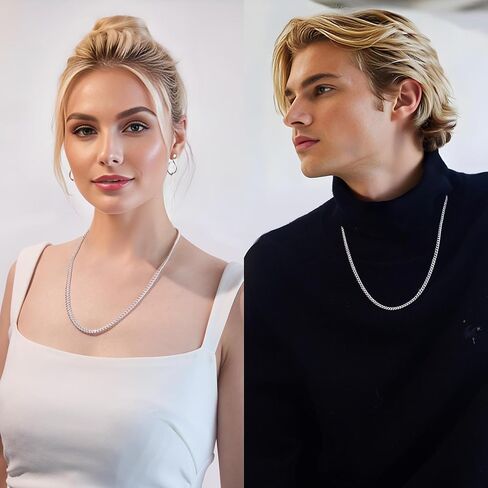 nometo Solid 925 Sterling Silver Cuban Chain Lobster Clasp 3.5mm 4mm 5mm Silver Chain for Men Silver Necklace Chain for Women 16/18/20/22/24/26/30 Inches in Kuwait