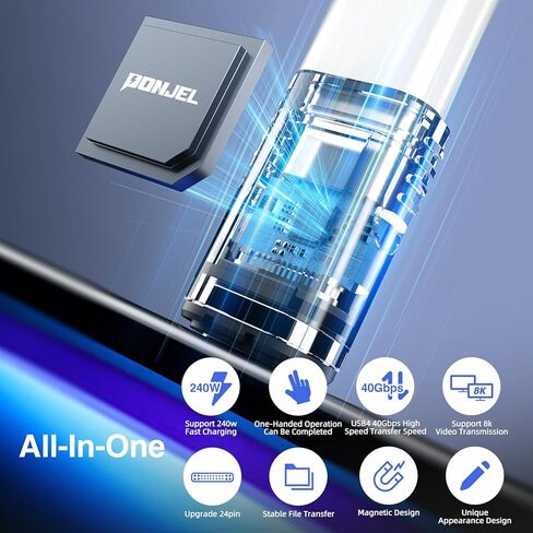 Magnetic USB C Adapter 240W 2 Pack, 24Pin USBC Magnetic Adapter, Straight 40Gbps 8K 60Hz Type C for Phone 16/15 Series, Ma-Book Pro/Pad Series (Pink) in Kuwait