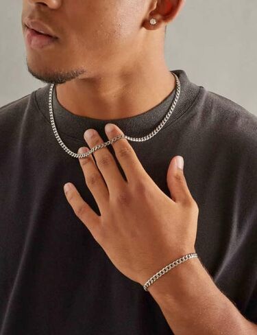 nometo Solid 925 Sterling Silver Cuban Chain Lobster Clasp 3.5mm 4mm 5mm Silver Chain for Men Silver Necklace Chain for Women 16/18/20/22/24/26/30 Inches in Kuwait