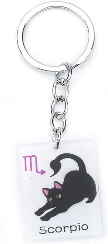 12 Zodiac Signs Black Cat Keychain ، سلسلة مفاتيح القط المضحكة للنساء ، هدية عيد ميلاد لعشاق القطط in Kuwait