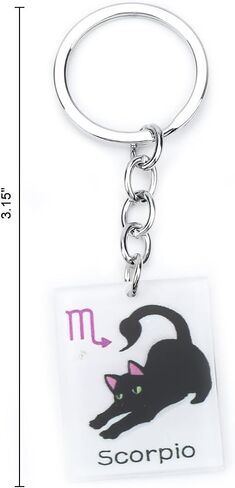 12 Zodiac Signs Black Cat Keychain ، سلسلة مفاتيح القط المضحكة للنساء ، هدية عيد ميلاد لعشاق القطط in Kuwait
