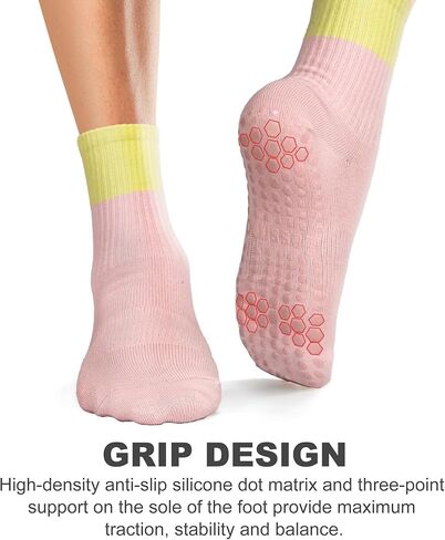 6 Pairs Grip Socks Pilates Socks with Grip for Women, Solid Non Slip Yoga Athletic Socks Grippy Ankle Socks for Barre, Ballet, Workout, Elderly, Hospital, Christmas gifts in Kuwait