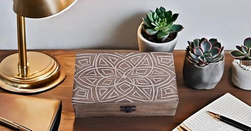 Great Birthday Gift Ideas Handmade Decorative Wooden Jewelry Box Jewelry Organizer Keepsake Box Treasure Chest Trinket Holder Watch Box Storage Box Housewarming Gifts Women in Saudi Arabia