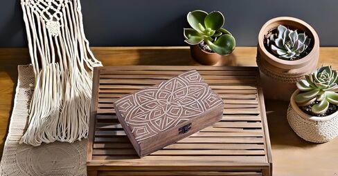 Great Birthday Gift Ideas Handmade Decorative Wooden Jewelry Box Jewelry Organizer Keepsake Box Treasure Chest Trinket Holder Watch Box Storage Box Housewarming Gifts Women in Saudi Arabia