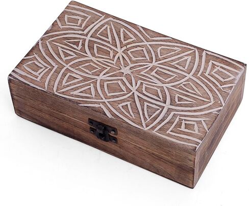 Great Birthday Gift Ideas Handmade Decorative Wooden Jewelry Box Jewelry Organizer Keepsake Box Treasure Chest Trinket Holder Watch Box Storage Box Housewarming Gifts Women in Saudi Arabia