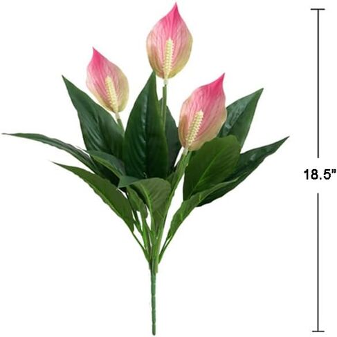 2 Packs Artificial Spathiphyllum Silk Plants 18.5" Faux Peace Lily Anthurium Flower for Wedding Home Garden Decoration (White) in Saudi Arabia
