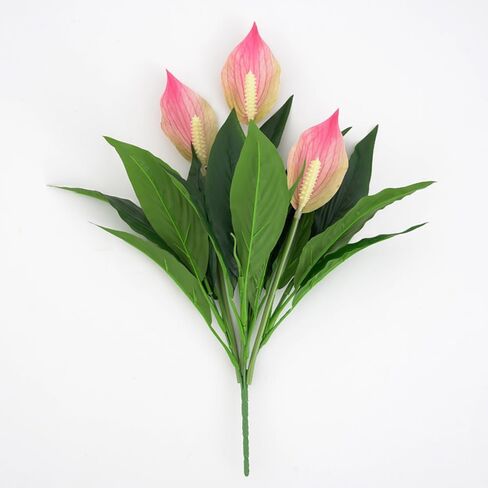 2 Packs Artificial Spathiphyllum Silk Plants 18.5" Faux Peace Lily Anthurium Flower for Wedding Home Garden Decoration (White) in Saudi Arabia