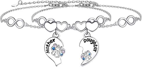 سوار الأم الابنة S925 STERLING SILVER SET 2 Butterfly Heart مطابقة عباد الشمس الورد الأساور للذهول مع مجوهرات الهدايا عيد ميلاد لأمي ابنة النساء in Kuwait