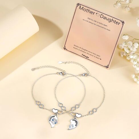 سوار الأم الابنة S925 STERLING SILVER SET 2 Butterfly Heart مطابقة عباد الشمس الورد الأساور للذهول مع مجوهرات الهدايا عيد ميلاد لأمي ابنة النساء in Kuwait
