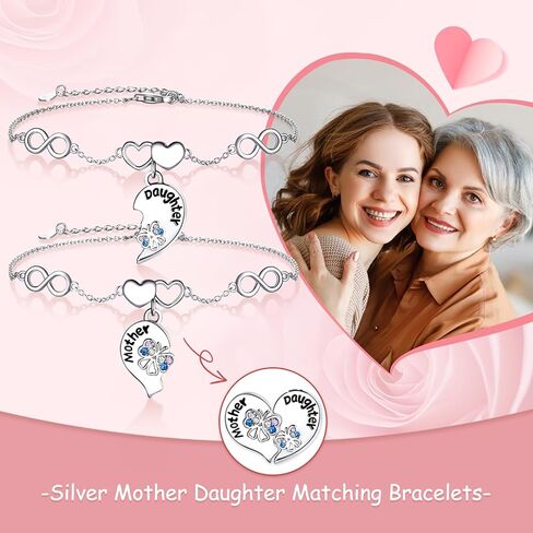 سوار الأم الابنة S925 STERLING SILVER SET 2 Butterfly Heart مطابقة عباد الشمس الورد الأساور للذهول مع مجوهرات الهدايا عيد ميلاد لأمي ابنة النساء in Kuwait