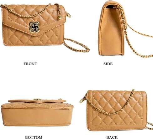 Quilted Leather Crossbody Bags for Women Trendy Ladies Shoulder Purse Satchel HandBag with Chain Strap in Saudi Arabia