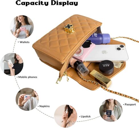 Quilted Leather Crossbody Bags for Women Trendy Ladies Shoulder Purse Satchel HandBag with Chain Strap in Saudi Arabia