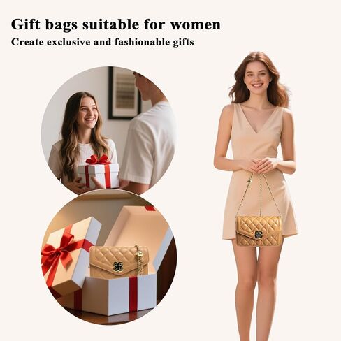 Quilted Leather Crossbody Bags for Women Trendy Ladies Shoulder Purse Satchel HandBag with Chain Strap in Saudi Arabia