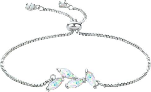 Sterling Silver Opal Bracelet for Women, Dainty Opal Link Bracelet October Birthstone Jewelry Gifts for Her Birthday Anniversary Christmas in Kuwait