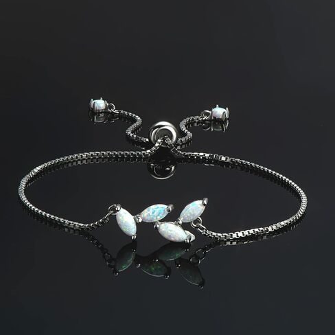 Sterling Silver Opal Bracelet for Women, Dainty Opal Link Bracelet October Birthstone Jewelry Gifts for Her Birthday Anniversary Christmas in Kuwait