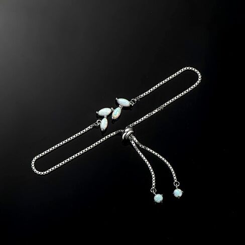 Sterling Silver Opal Bracelet for Women, Dainty Opal Link Bracelet October Birthstone Jewelry Gifts for Her Birthday Anniversary Christmas in Kuwait