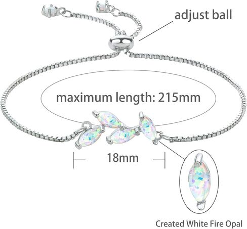 Sterling Silver Opal Bracelet for Women, Dainty Opal Link Bracelet October Birthstone Jewelry Gifts for Her Birthday Anniversary Christmas in Kuwait