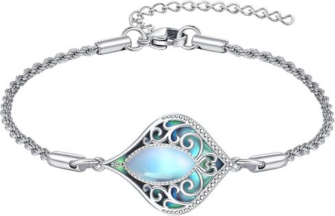 ONEFINITY Filigree Moonstone Bracelet 925 Sterling Silver Teardrop Bohemian Irish Celtic Bracelet Abalone Shell Filigree Jewelry Gifts For Women in Saudi Arabia