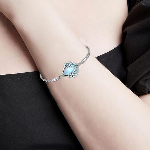 ONEFINITY Filigree Moonstone Bracelet 925 Sterling Silver Teardrop Bohemian Irish Celtic Bracelet Abalone Shell Filigree Jewelry Gifts For Women in Saudi Arabia