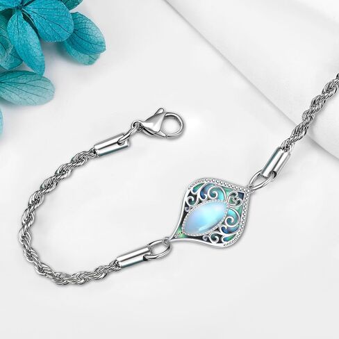 ONEFINITY Filigree Moonstone Bracelet 925 Sterling Silver Teardrop Bohemian Irish Celtic Bracelet Abalone Shell Filigree Jewelry Gifts For Women in Saudi Arabia