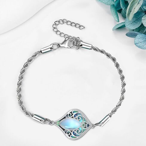 ONEFINITY Filigree Moonstone Bracelet 925 Sterling Silver Teardrop Bohemian Irish Celtic Bracelet Abalone Shell Filigree Jewelry Gifts For Women in Saudi Arabia
