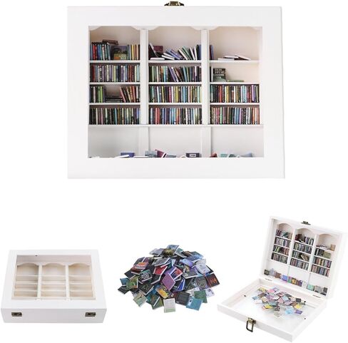 رف كتب مضاد للقلق للبالغين يحتوي على 300 كتاب من العلامات التجارية الصغيرة غير المتكررة مع عمود كتاب، مكتبة صغيرة تخلص من القلق رف الكتب المصغر الخاص بك لمحبي الكتب، ديكور المنزل الجمالي in Kuwait