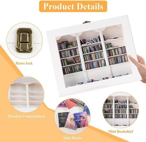 رف كتب مضاد للقلق للبالغين يحتوي على 300 كتاب من العلامات التجارية الصغيرة غير المتكررة مع عمود كتاب، مكتبة صغيرة تخلص من القلق رف الكتب المصغر الخاص بك لمحبي الكتب، ديكور المنزل الجمالي in Kuwait