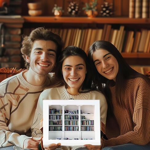 رف كتب مضاد للقلق للبالغين يحتوي على 300 كتاب من العلامات التجارية الصغيرة غير المتكررة مع عمود كتاب، مكتبة صغيرة تخلص من القلق رف الكتب المصغر الخاص بك لمحبي الكتب، ديكور المنزل الجمالي in Kuwait