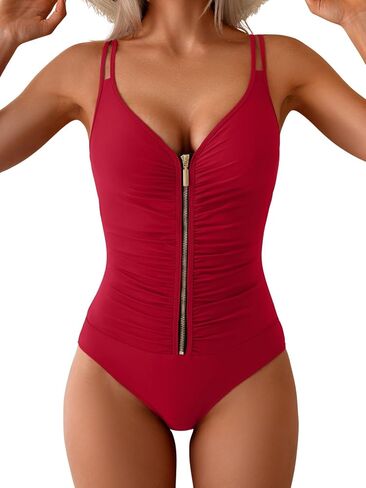 eomenie قطعة واحدة للسباحة للنساء الرمز البريدي الأمامي السيطرة على بدلة الاستحمام ruched shivwear in Kuwait