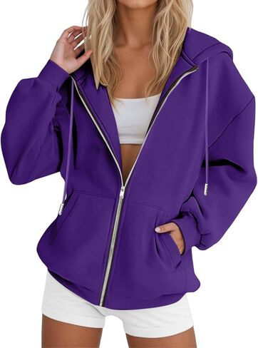 zip up hoodie نساء بلوزات كبيرة الحجم تقع أزياء السترات غير الرسمية من الصوف المقنعين قمم بولوفر 2025 ملابس شتوية in Saudi Arabia