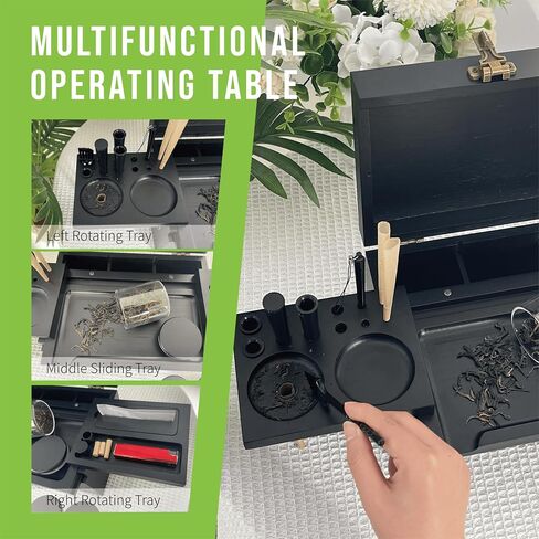 Large Bamboo Box with Combination Lock & Rotatable Rolling Tray with Cone Loader, Home Decorative Storage Box with Handle, Smell Proof Jars, Bags, Tubes, Brush, Pre Rolled Cone Accessories (Bamboo) in Kuwait