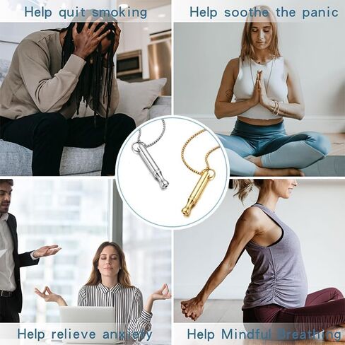 Mindfulness Breathing Necklace Stress Relief Pendant Stainless Steel Anxiety Breathe Necklace for Women Men in Saudi Arabia