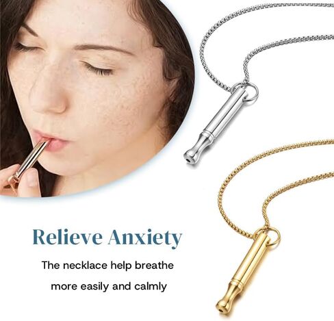 Mindfulness Breathing Necklace Stress Relief Pendant Stainless Steel Anxiety Breathe Necklace for Women Men in Saudi Arabia