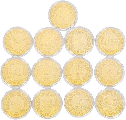 Tingku Gold Wedding Unity Coins مجموعة Arras de Boda Cermony Cermony Ceremony Arrhae Coin مع صندوق جمع الكتب - اللغة الإنجليزية in Kuwait