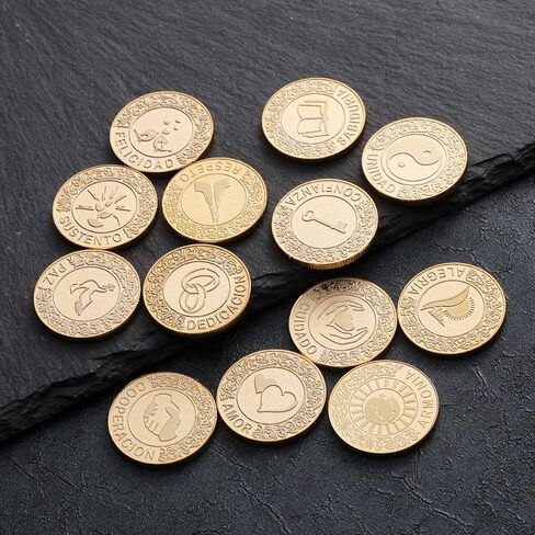 Tingku Gold Wedding Unity Coins مجموعة Arras de Boda Cermony Cermony Ceremony Arrhae Coin مع صندوق جمع الكتب - اللغة الإنجليزية in Kuwait