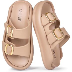 الصنادل المنصة الحديثة للسيدات مع الإبزيم الذهبي ، والانزلاق غير الرسمي ، وشرائح رغوة خفيفة الوزن ، والسيدات المريحة والأنيقة شريحة شريحة مسطحة في ظلال دسم in Kuwait