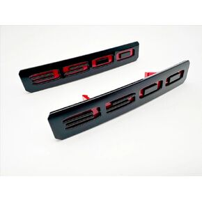 2Pcs Custom Design Front Bumper Fascia Side 3500 Emblems 3D Badge Nameplate Compatible with 2024+ Sierra 3500HD 86578370 86578372 (Black Red) in Kuwait