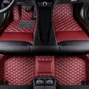 Custom Car Floor Mats Customizable 95% Car Model PU Leather All Weather Waterproof Non-Slip Diamond Full Covered Protection Advanced Performance Liners,Personalized Text and Image, Red in Saudi Arabia