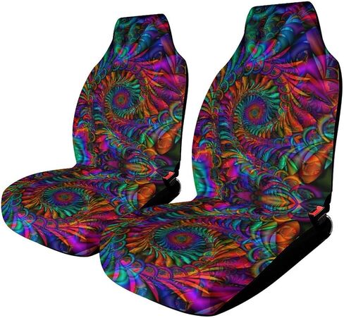 Tie Dye Car Seat Cover Front Seat Only, Trippy 2Pcs Auto Interior Accessories Universal Seat Covers for Car, SUV, Sedan, Trucks in Saudi Arabia