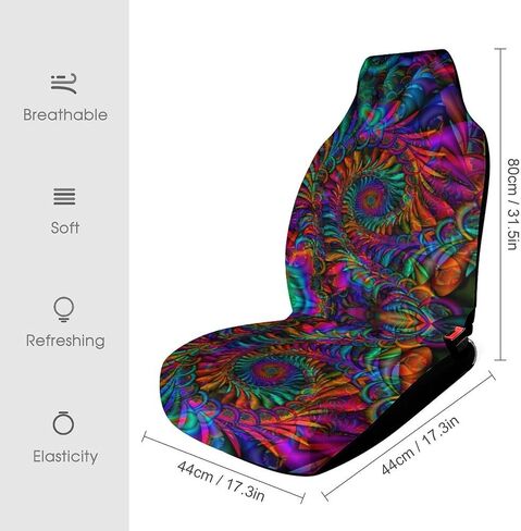 Tie Dye Car Seat Cover Front Seat Only, Trippy 2Pcs Auto Interior Accessories Universal Seat Covers for Car, SUV, Sedan, Trucks in Saudi Arabia