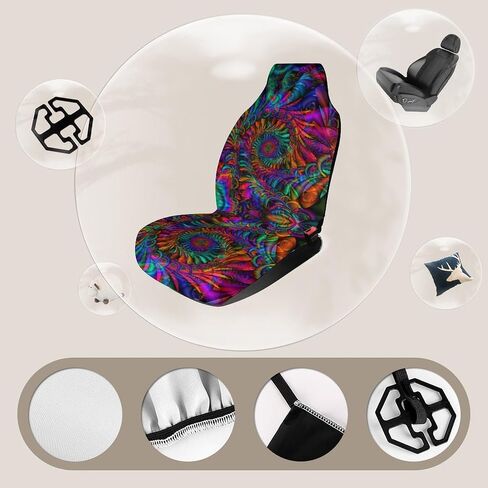 Tie Dye Car Seat Cover Front Seat Only, Trippy 2Pcs Auto Interior Accessories Universal Seat Covers for Car, SUV, Sedan, Trucks in Saudi Arabia