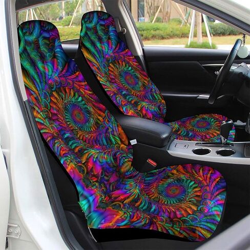 Tie Dye Car Seat Cover Front Seat Only, Trippy 2Pcs Auto Interior Accessories Universal Seat Covers for Car, SUV, Sedan, Trucks in Saudi Arabia