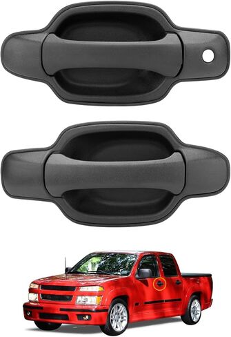 مقبض باب خارجي Gledewen، متوافق مع 2004-2012 Chevy Colorado، GMC Canyon، Isuzu، جانب السائق الأمامي الأيسر الخارجي، استبدال # GM1310141، 25875521 | مقبض خارجي أسود اللون مع فتحة للمفتاح in Saudi Arabia