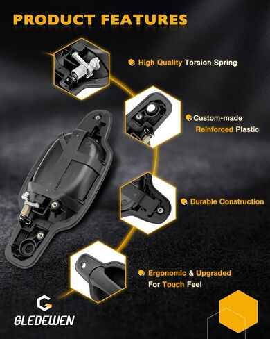 مقبض باب خارجي Gledewen، متوافق مع 2004-2012 Chevy Colorado، GMC Canyon، Isuzu، جانب السائق الأمامي الأيسر الخارجي، استبدال # GM1310141، 25875521 | مقبض خارجي أسود اللون مع فتحة للمفتاح in Saudi Arabia
