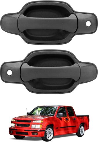 Gledewen Exterior Door Handle, Compatible with 2004-2012 Chevy Colorado, GMC Canyon, Isuzu, Outer Front Left Driver Side, Replace# GM1310141, 25875521 | Textured Black W/Key Hole Outside Handle in Saudi Arabia