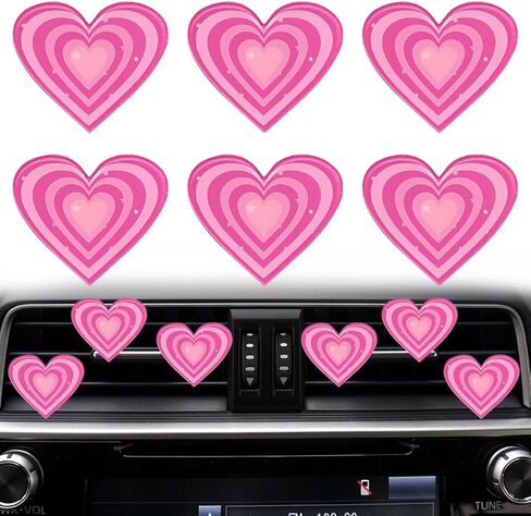 6PCS Cow Print Heart Car Dashboard Air Vent Trim Clips, Cute Car Diffuser Air Freshener Outlet Clip, Auto Air Conditioner Decoration Clips for Women Girl (A style) in Saudi Arabia