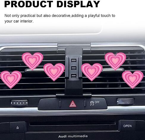 6PCS Cow Print Heart Car Dashboard Air Vent Trim Clips, Cute Car Diffuser Air Freshener Outlet Clip, Auto Air Conditioner Decoration Clips for Women Girl (A style) in Saudi Arabia