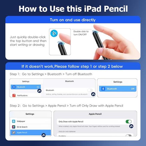 iPad Pencil 2nd generation with Magnetic,Palm Rejection and Tilt Sensitivity (2018-2024), Type-C Charging Stylus Pen for iPad 6/7/8/9/10th, iPad Air 3/4/5th, iPad Mini 5/6th, iPad Pro 11"/12.9" (Pink) in Kuwait